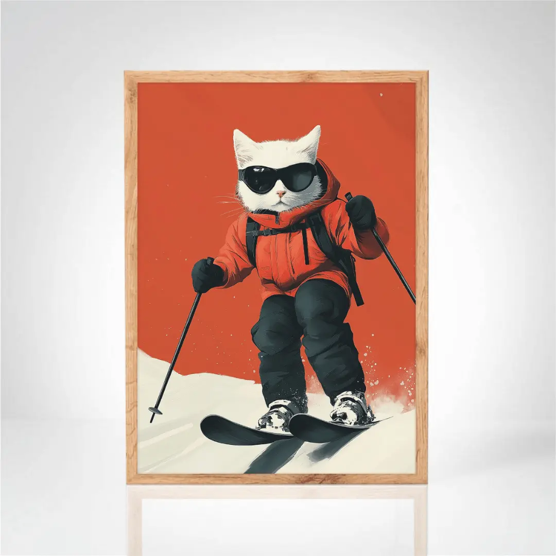 Affiche "Chat skieur"