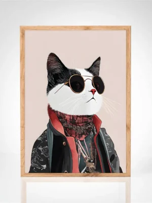 Affiche "Portrait unique d'un chat élégant"