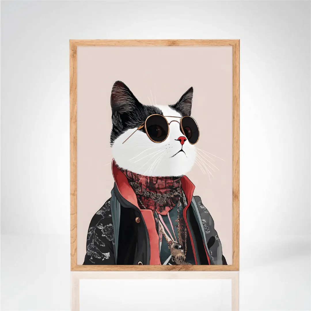 Affiche "Portrait unique d'un chat élégant"