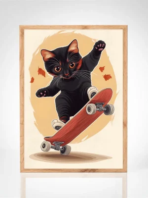 Affiche "Chat skateur"
