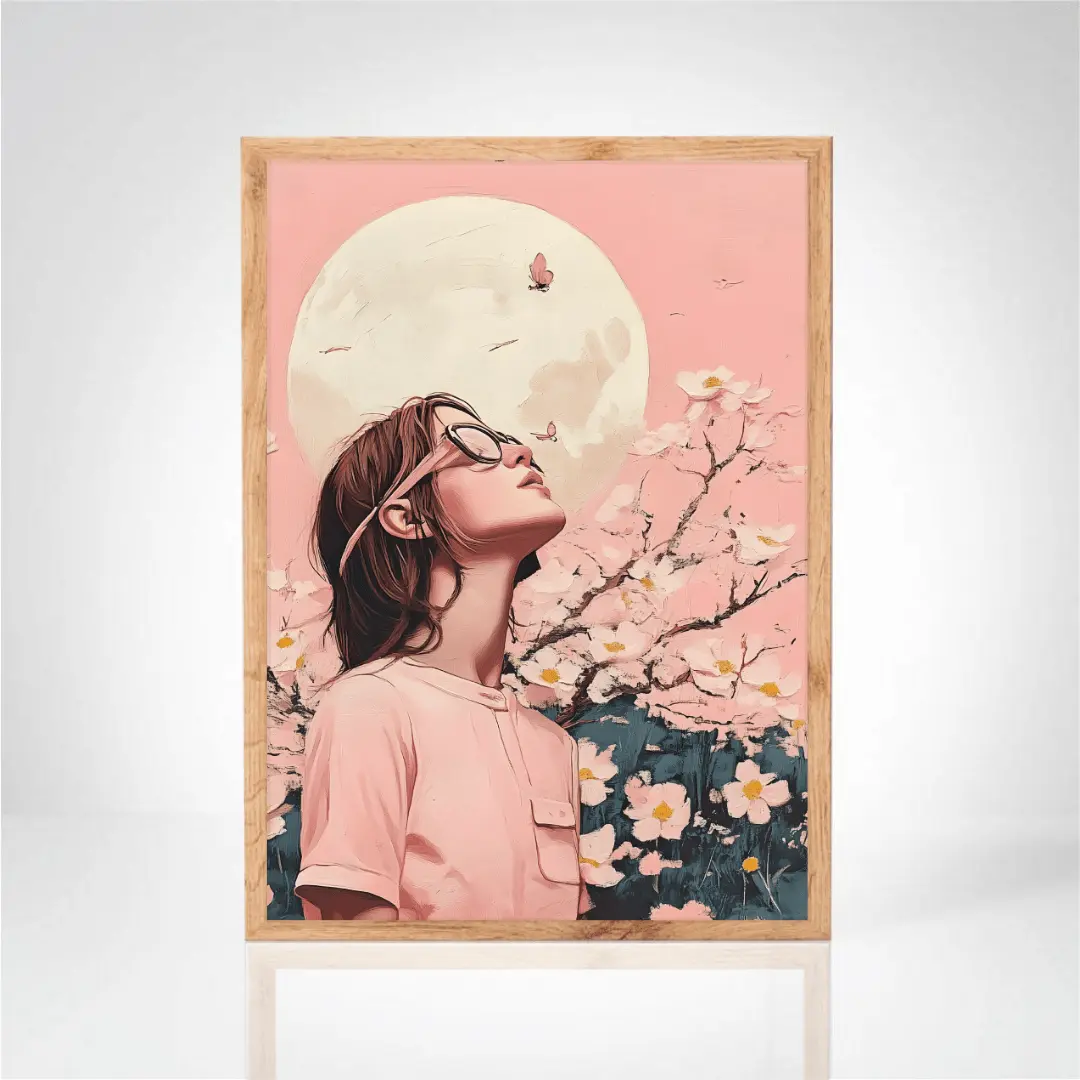 Affiche "Fleurs de Printemps sous la Lune"