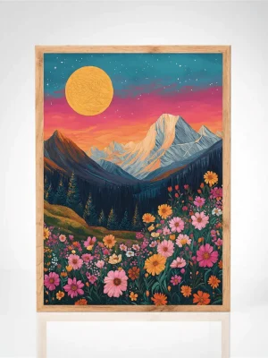 Affiche "Paysage Enchanté sous la Lune"