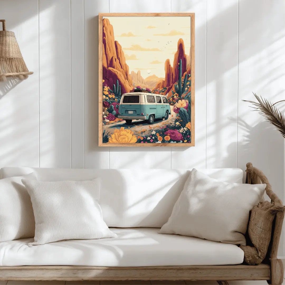 Affiche "Van rétro dans un désert enchanté" – Image 2