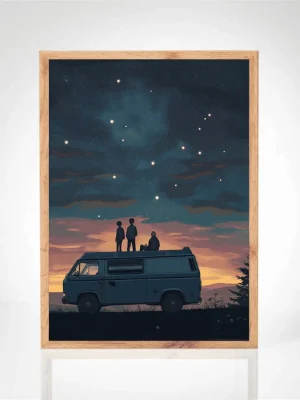 Affiche "Van vintage étoilé"