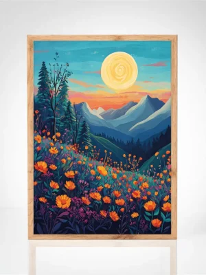 Affiche "Paysage Enchanté sous la Lune"