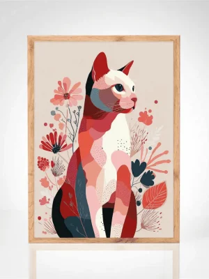 Affiche "Explosion de Couleurs Féline"