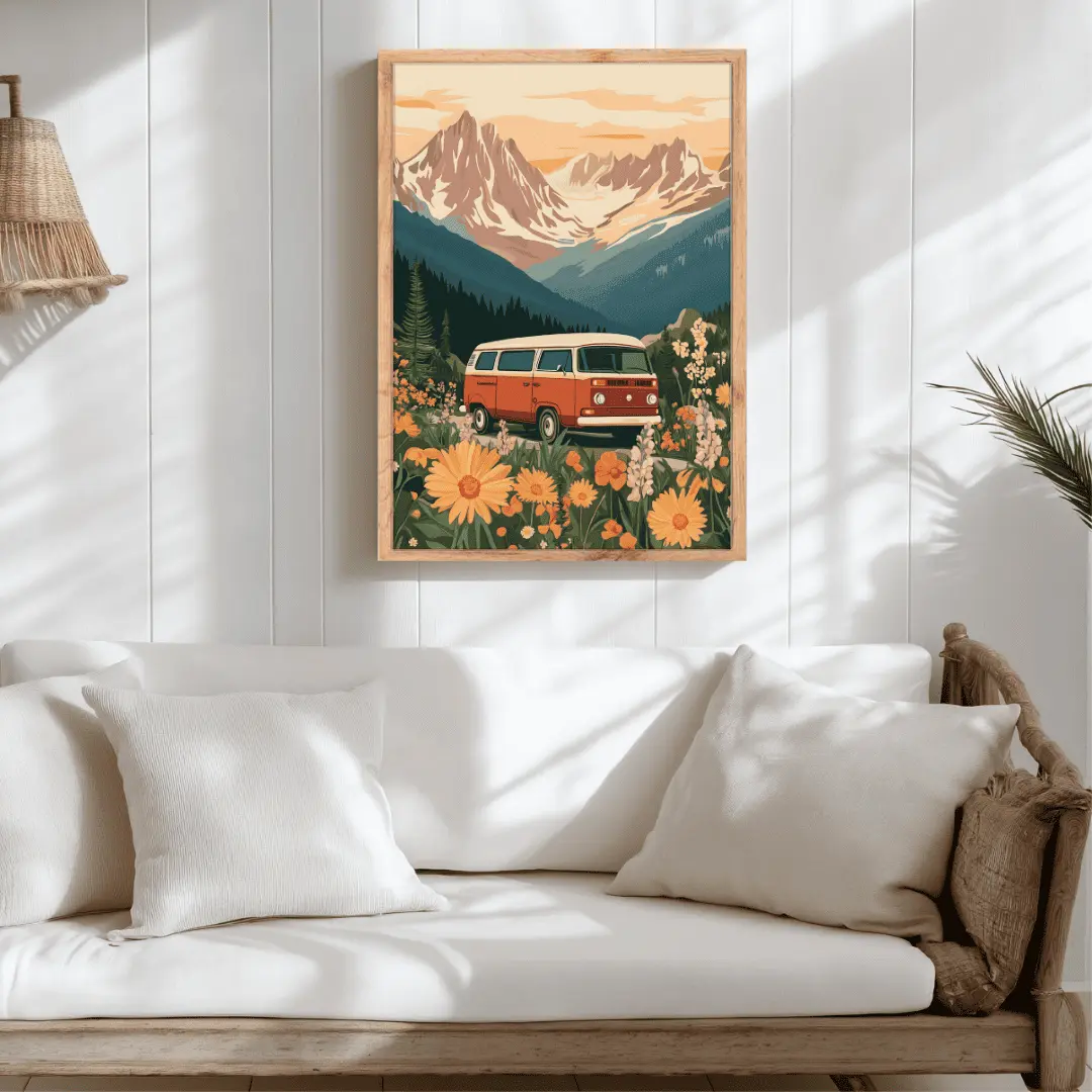 Affiche "Vintage Van & Montagnes" – Image 2