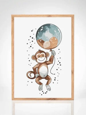 Affiche "Petit singe et ballon magique"