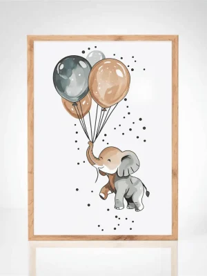 Affiche "Petit éléphant et ballons magiques"